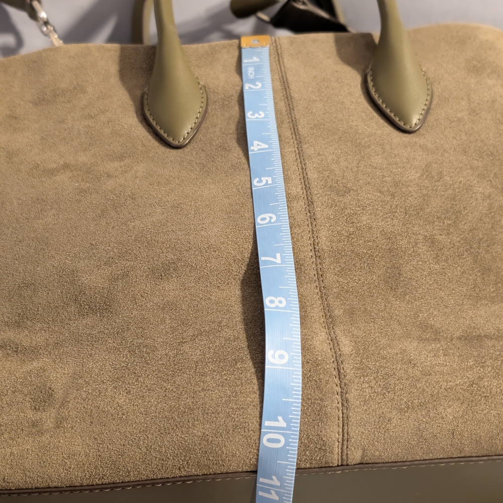 MICHAEL KORS Olive Suede Shearling Trim Large Tote NWT - Picture 10 of 11